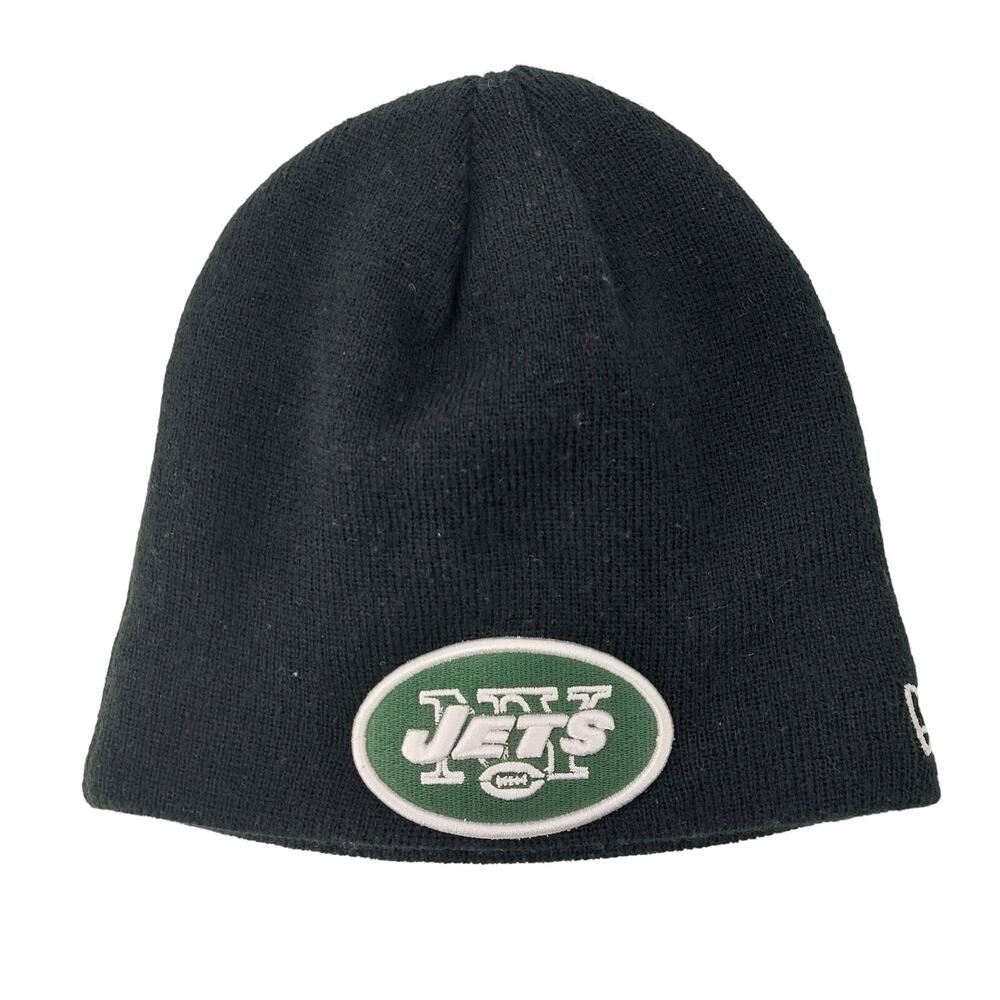 NY Jets Black Knit Beanie Hat Sports NFL Football Adult Logo